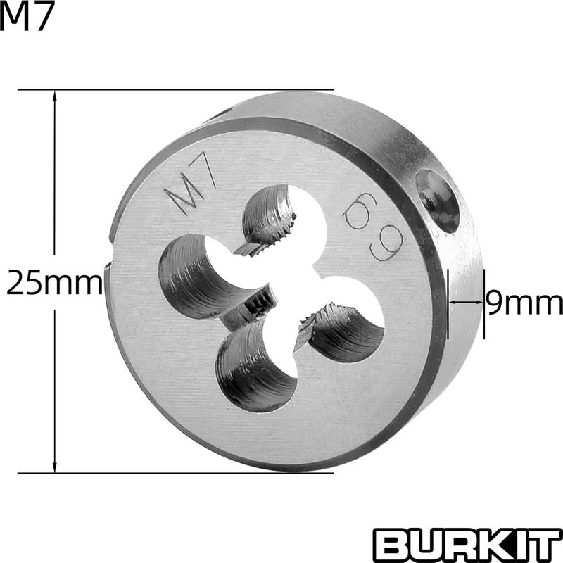 Burkit مجموعة قواطع ومسامير M7 X 1، قاطع خيط M7 x 1.0 ومسمار دائري بيد يمين - Image 3